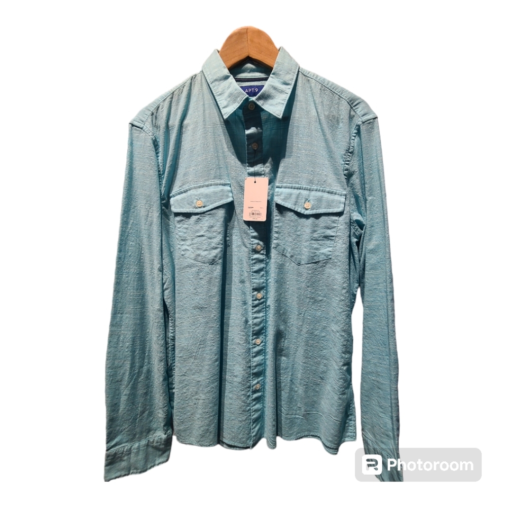Apt. 9 LS Casual Buttondown Mens Shirt.  Color Mint Green. Size L. Lightweight